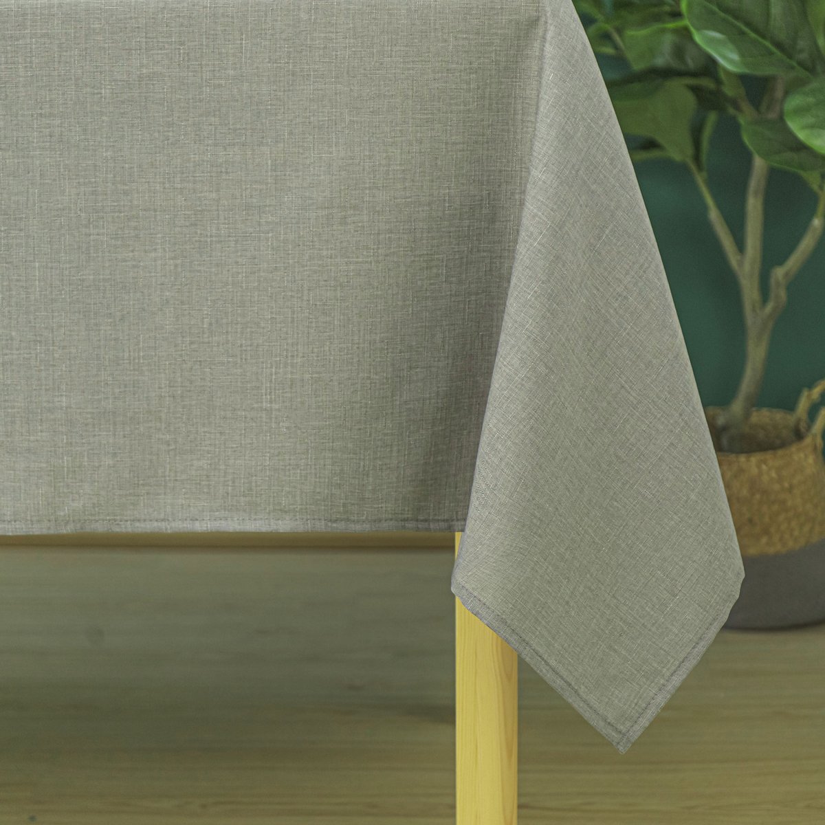 Nappe anti tâches et infroissable  -  - Effet chiné gris anthracite, HOME MAISON