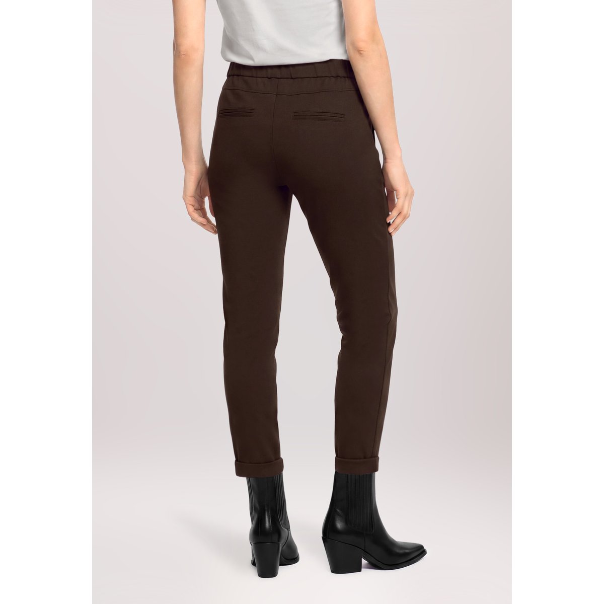 Pantalon à enfiler à poches zippées marron foncé, CARTOON