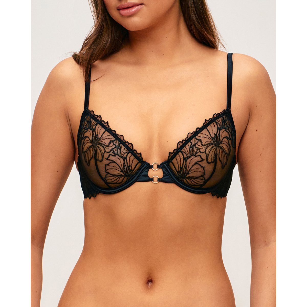 Soutien-gorge corbeille broderies MENALIZ NUDIZ noir, UNDIZ
