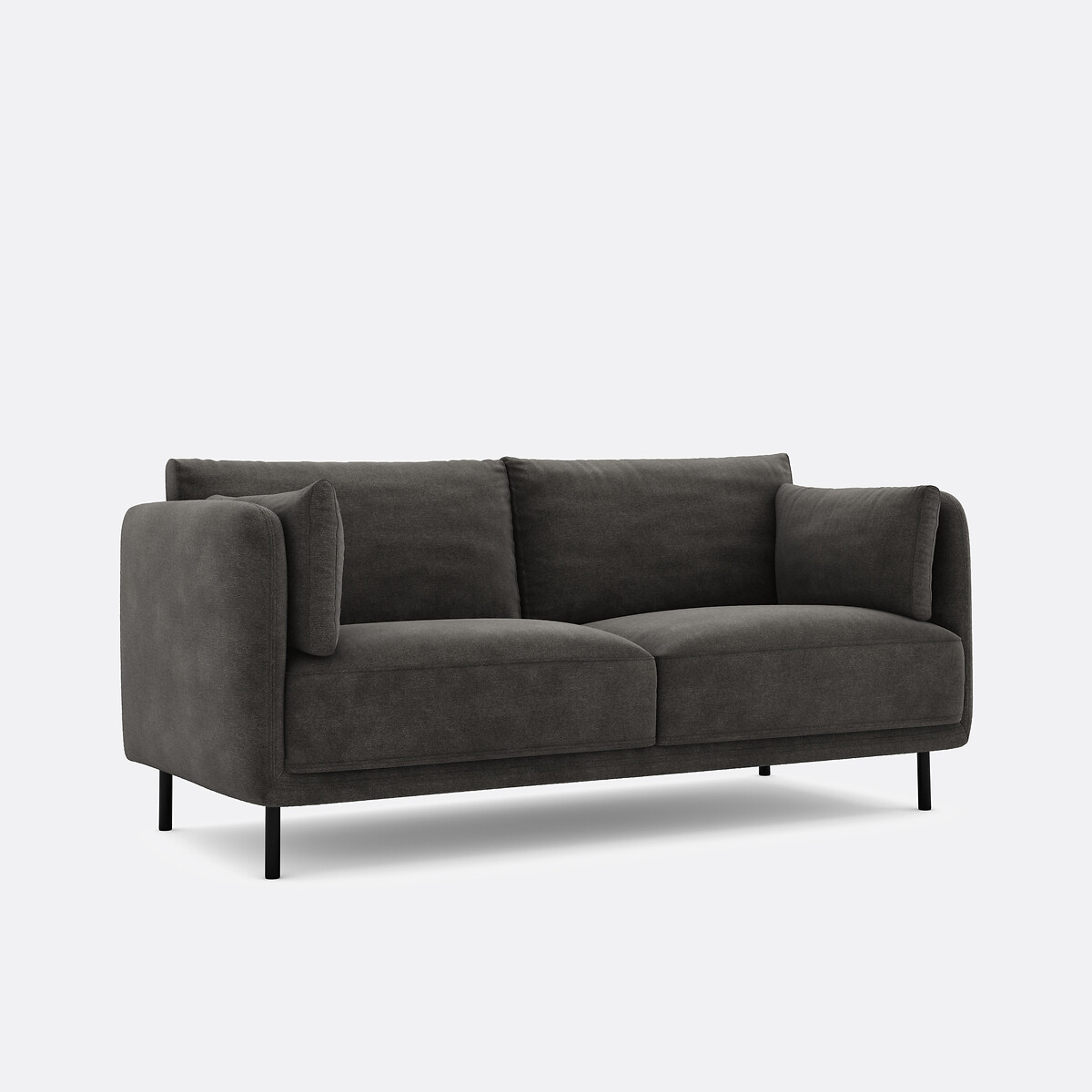 Canapé droit, 2 places, en tissu texturé, VICTOR gris anthracite, LA REDOUTE INTERIEURS
