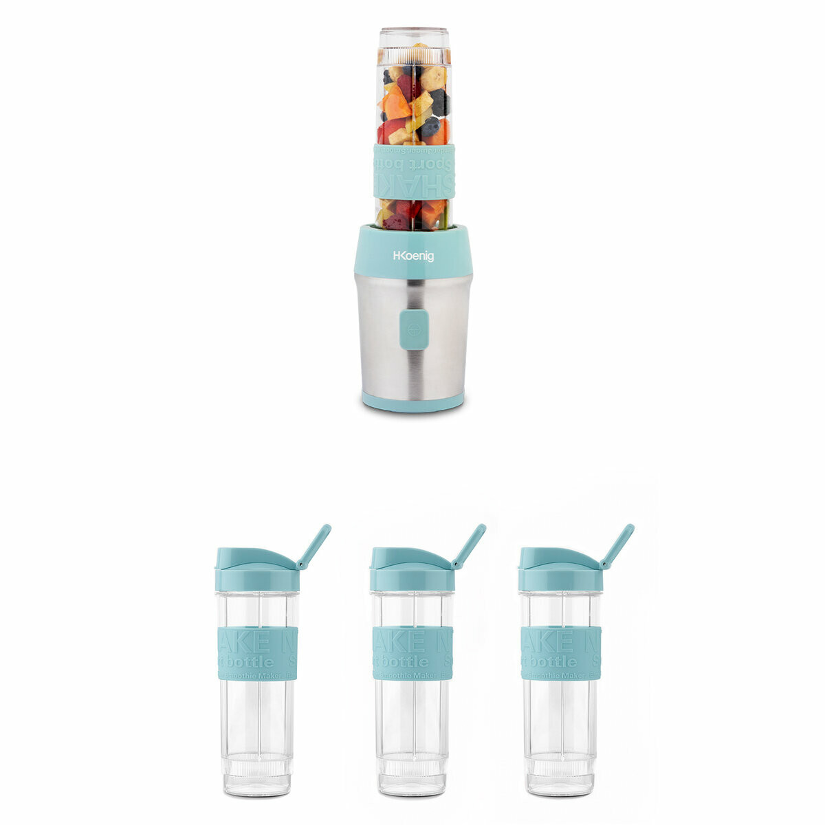 Blender portable et kit bouteilles - smoo16+btl16 vert, H.KOENIG