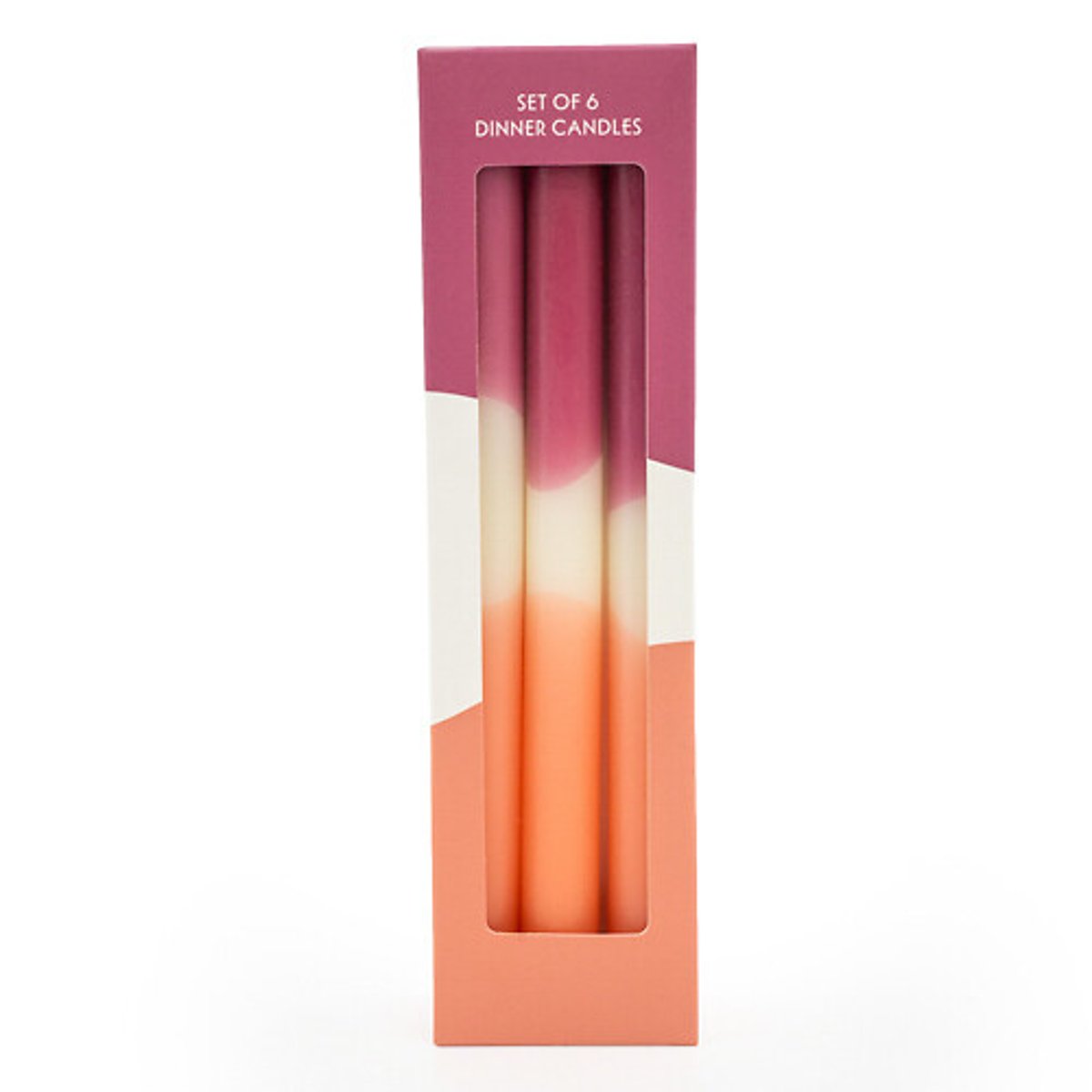 Set of 6 Two-Tone Dinner Candles pink, SO'HOME