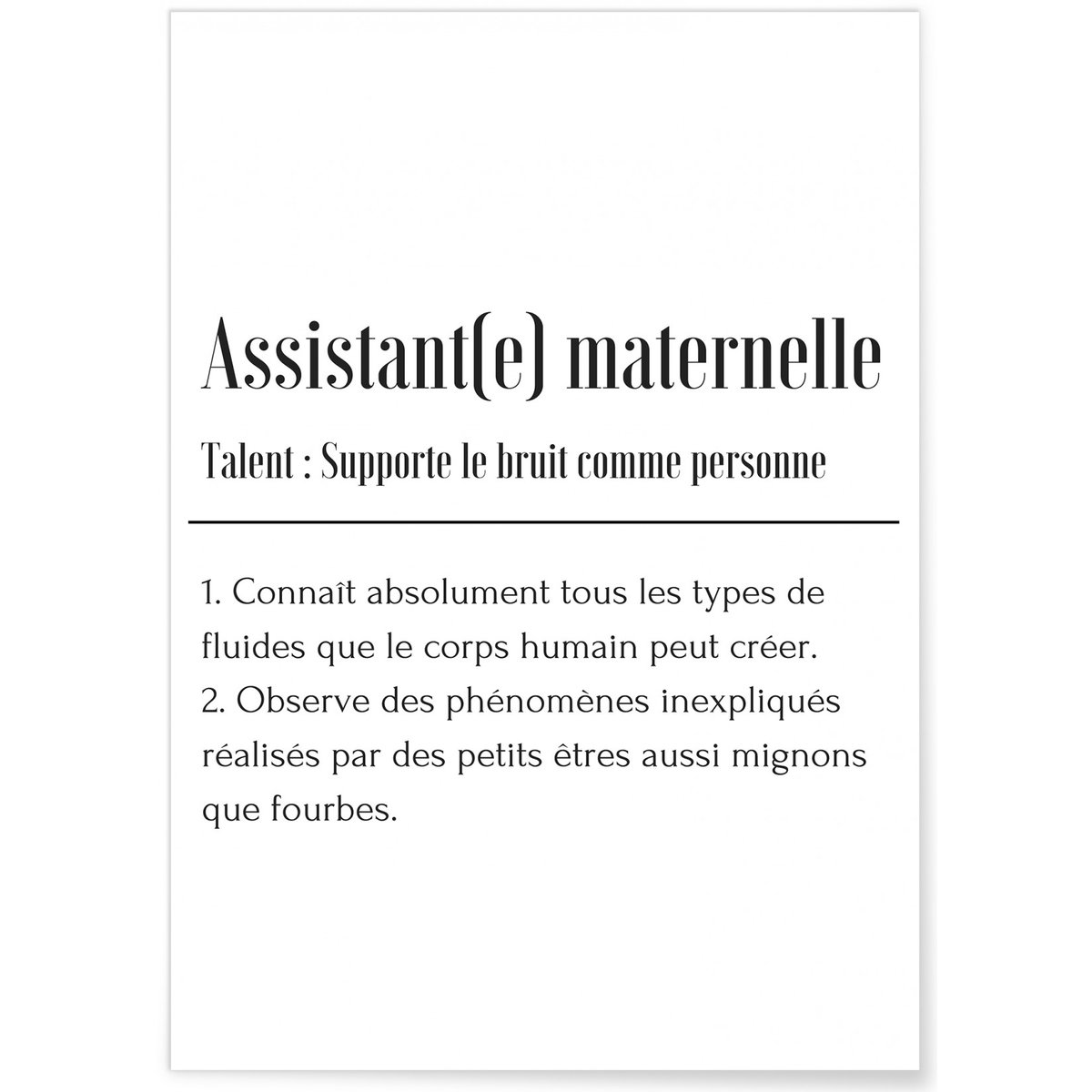 Affiche Définition Assistant(e) maternelle blanc, L'AFFICHERIE
