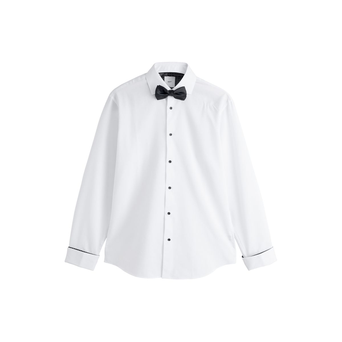 Chemise à poignet double et nœud papillon nœud papillon blanc texturé/noir, NEXT