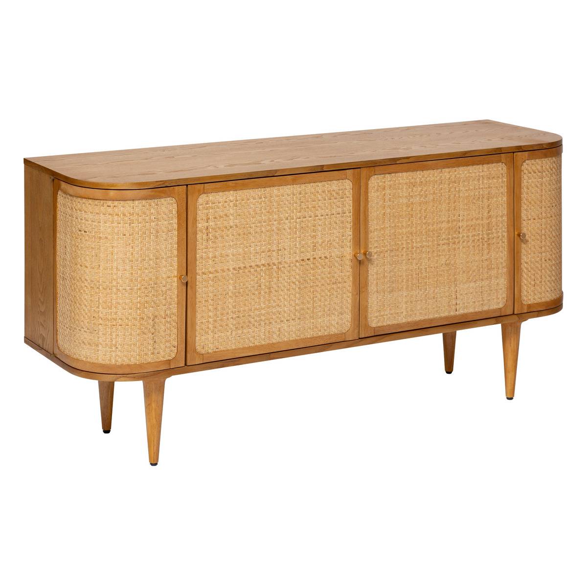 Buffet 4 portes cannage en rotin KISCO miel, ATMOSPHERA