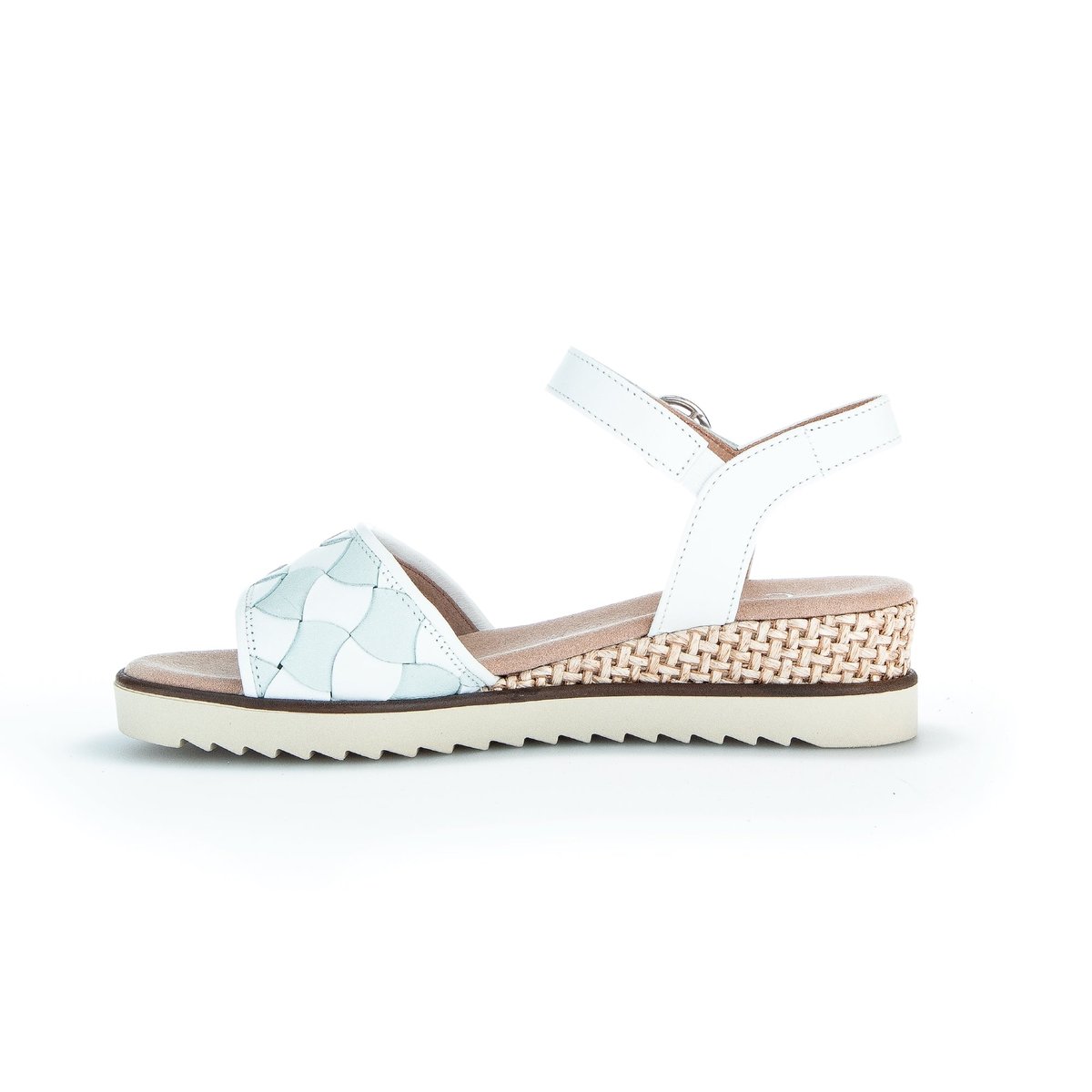 Sandales en cuir à talon compensé blanc et menthe, GABOR