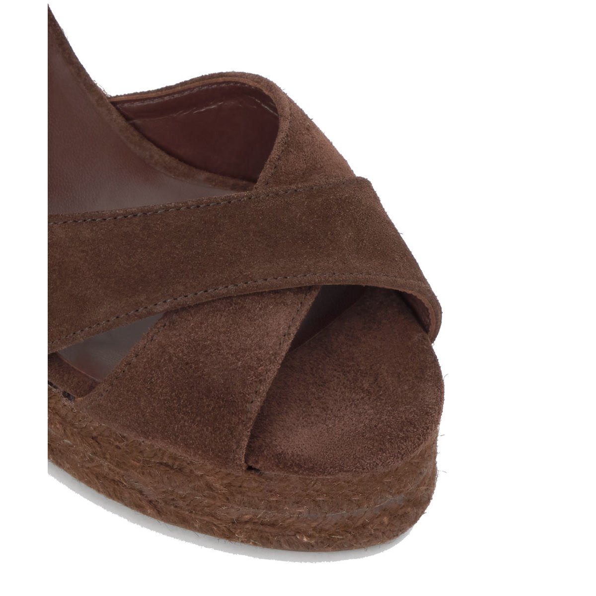 Sandales compensées en cuir BLAUDELL chocolat, CASTANER