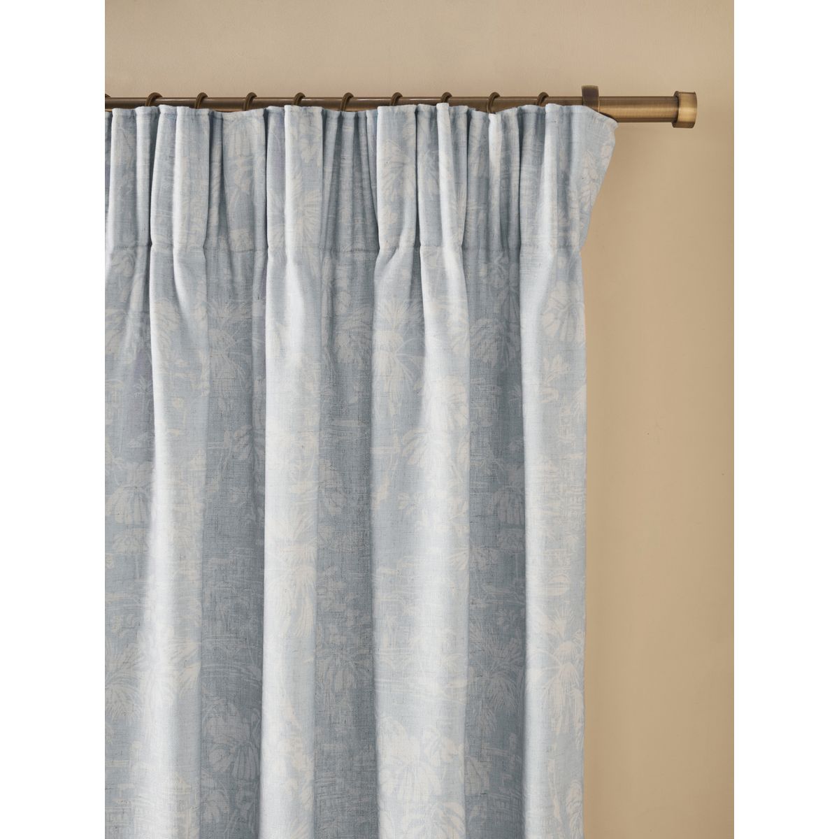 Rideaux doublés aspect lin à plis et toile bleu, NEXT