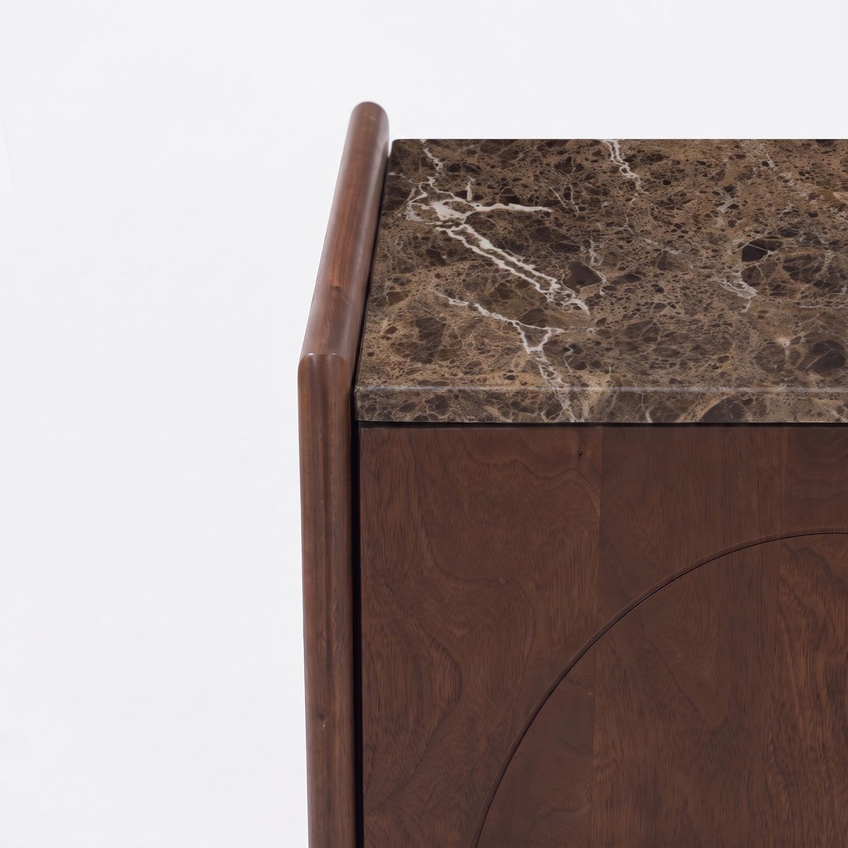 Buffet en bois de manguier et plateau en marbre - SANDRO marron foncé, MAISON PAVANE