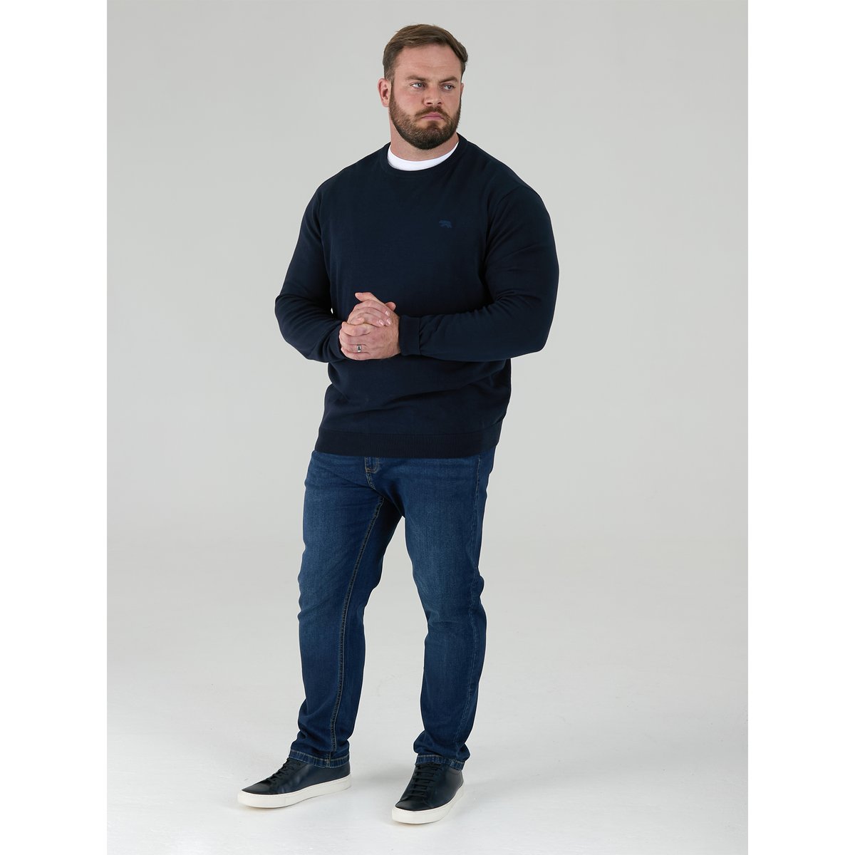 Pull col ras-du-cou JOVANNI bleu marine, DUKE