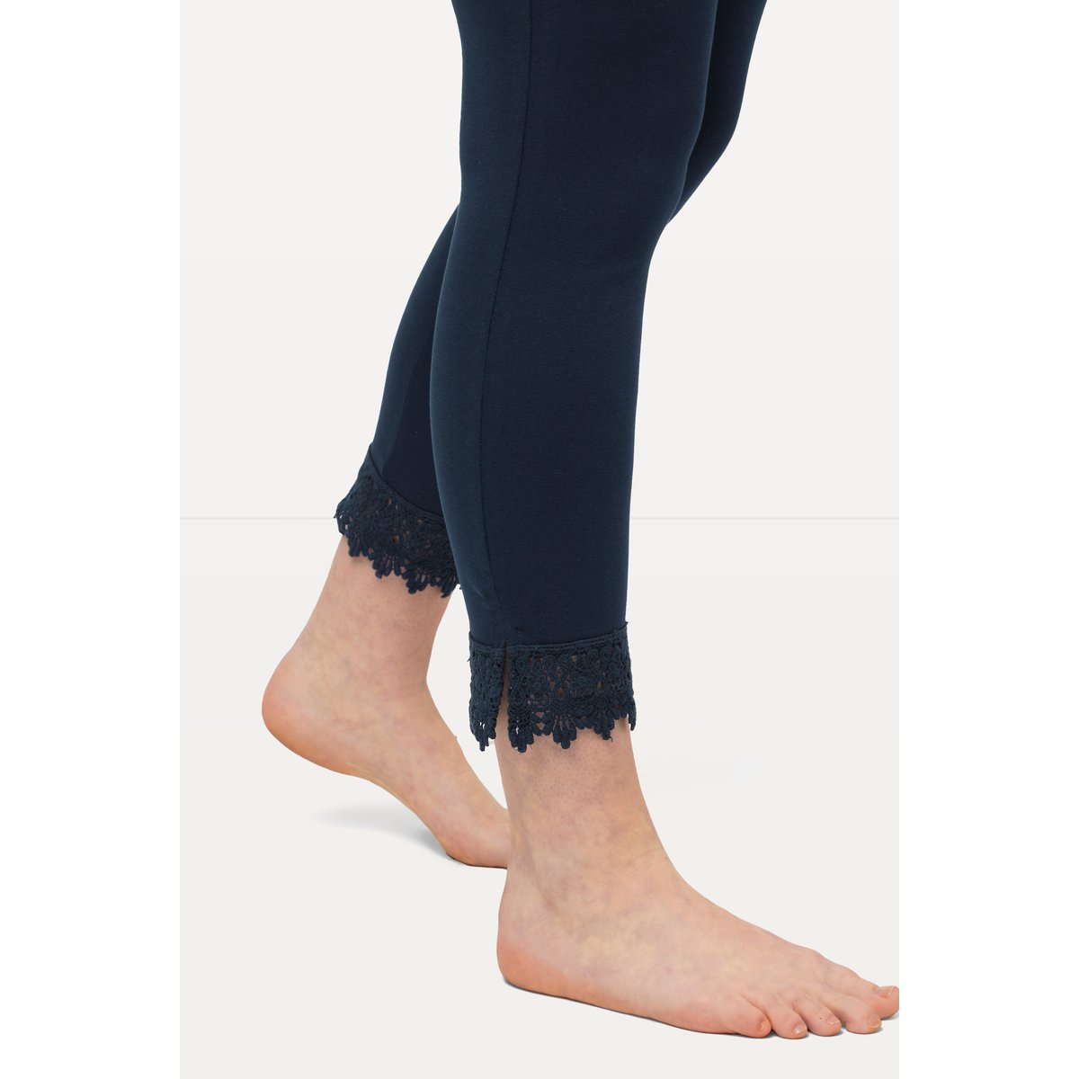 Legging 7/8, jersey coton bio, dentelle marine, ULLA POPKEN
