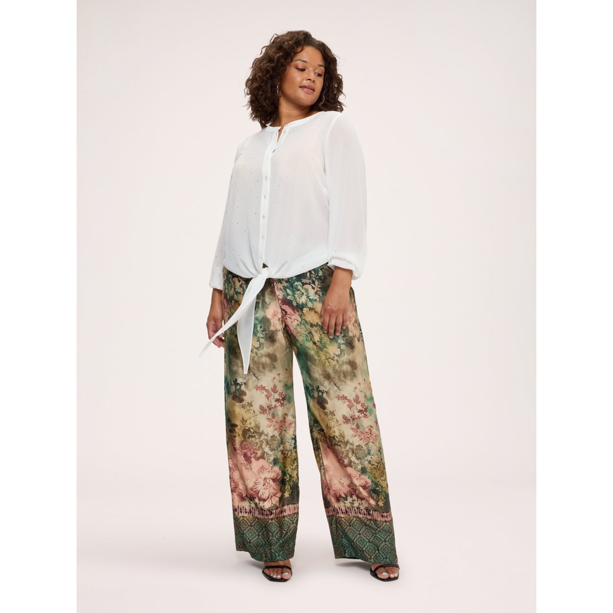 Pantalon à jambes larges beige, FIORELLA RUBINO