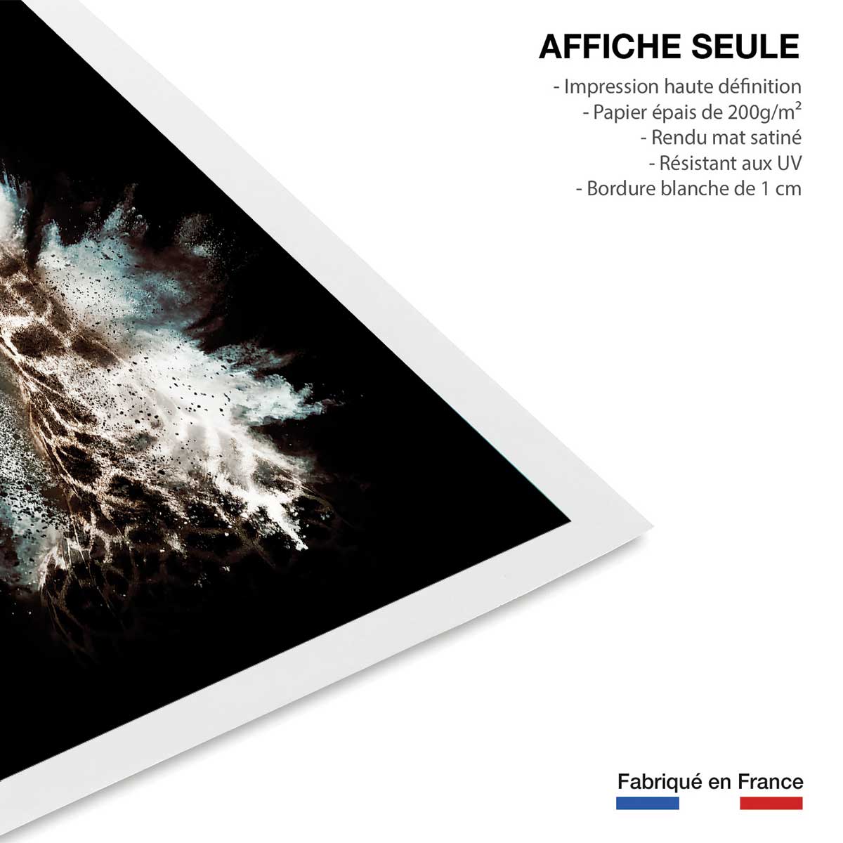 Affiche wild explosion girafe affiche seule, HEXOA