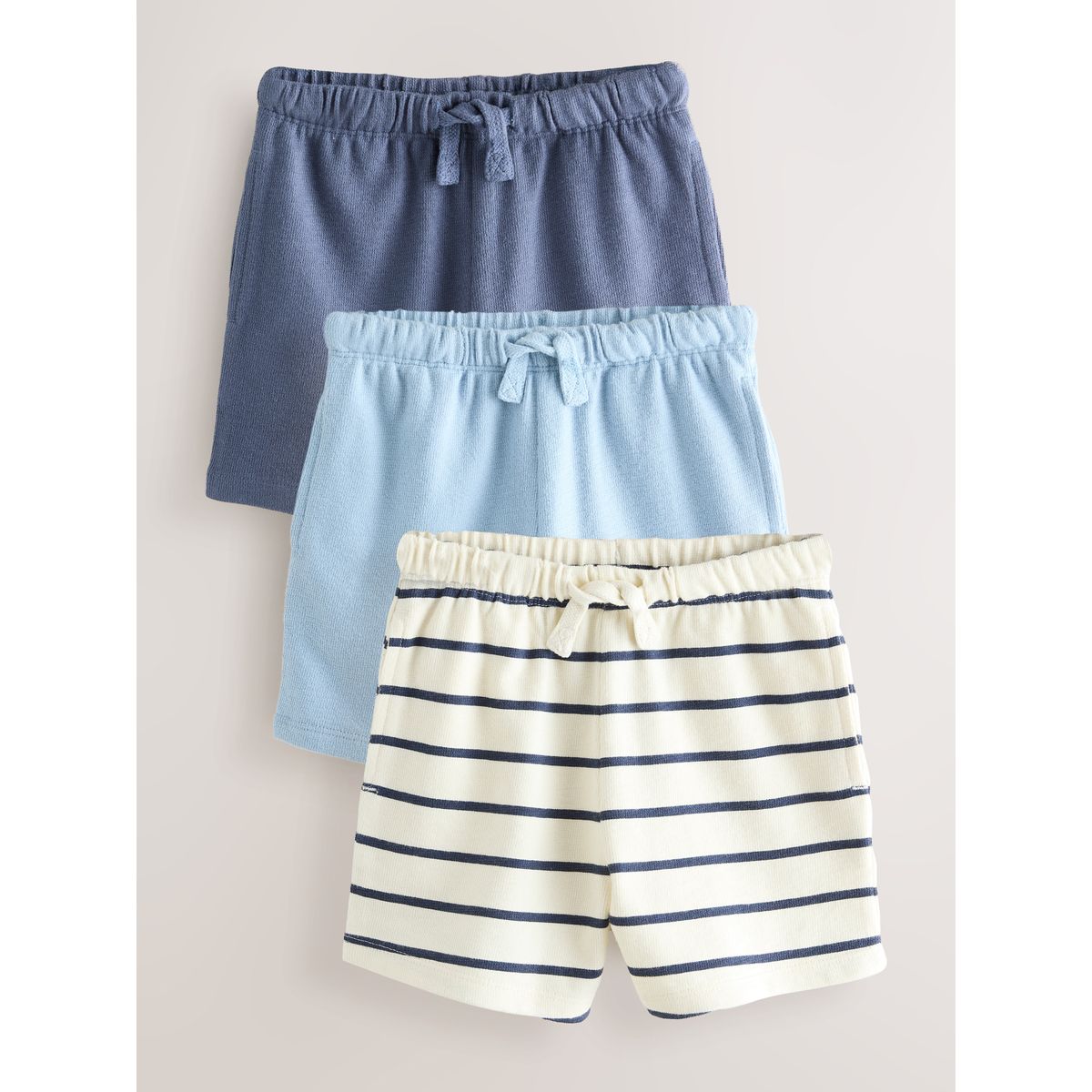 Shorts texturés, lot de 3 bleu et rayé, NEXT