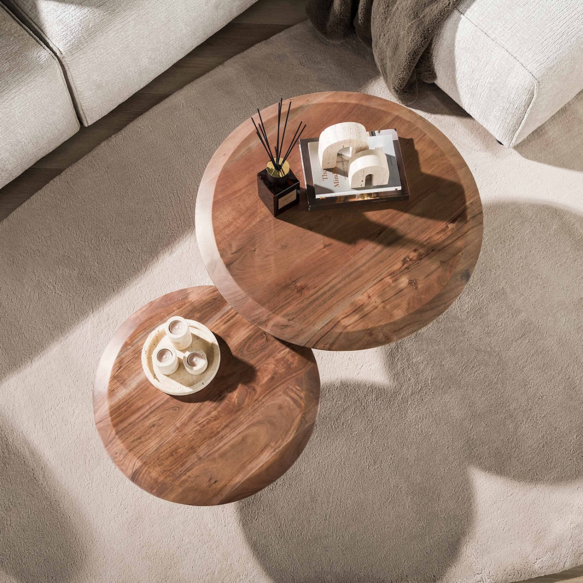 Tables basses gigognes en acacia massif - SOREN marron, MATHI DESIGN
