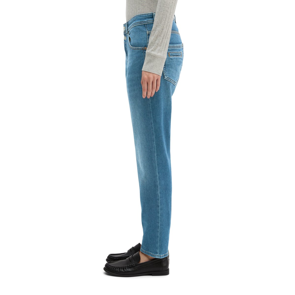 Jeans modèle Theda boyfriend en coton stretch doux bleu, MARC O'POLO