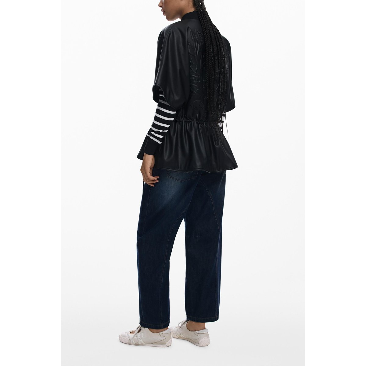 Poncho effet cuir à reliefs noir, DESIGUAL