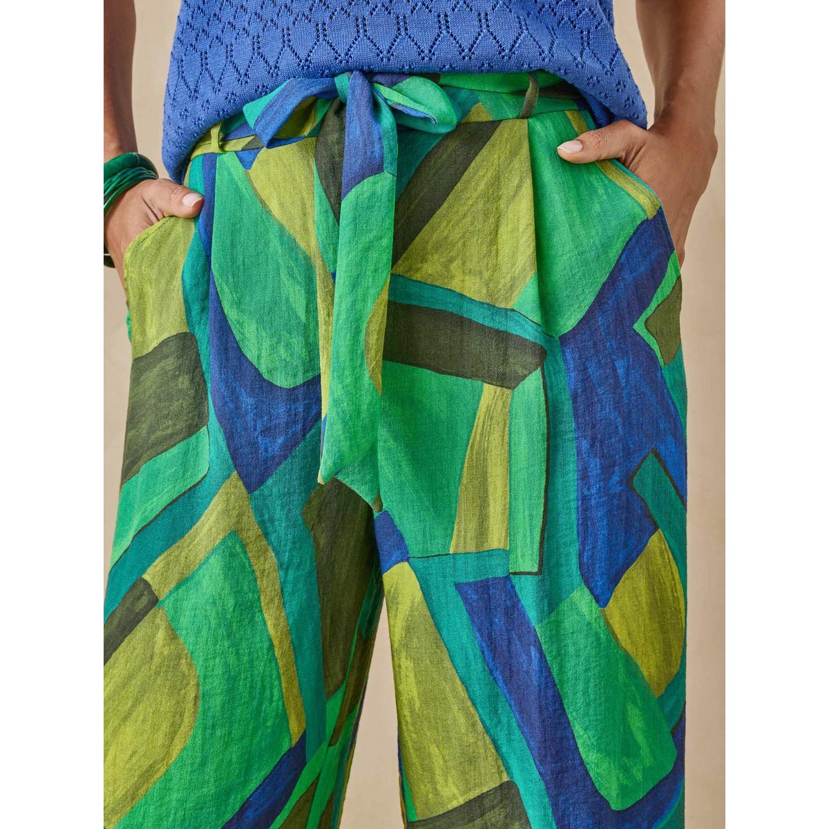 Pantalon large et fluide imprimé vert, DAXON