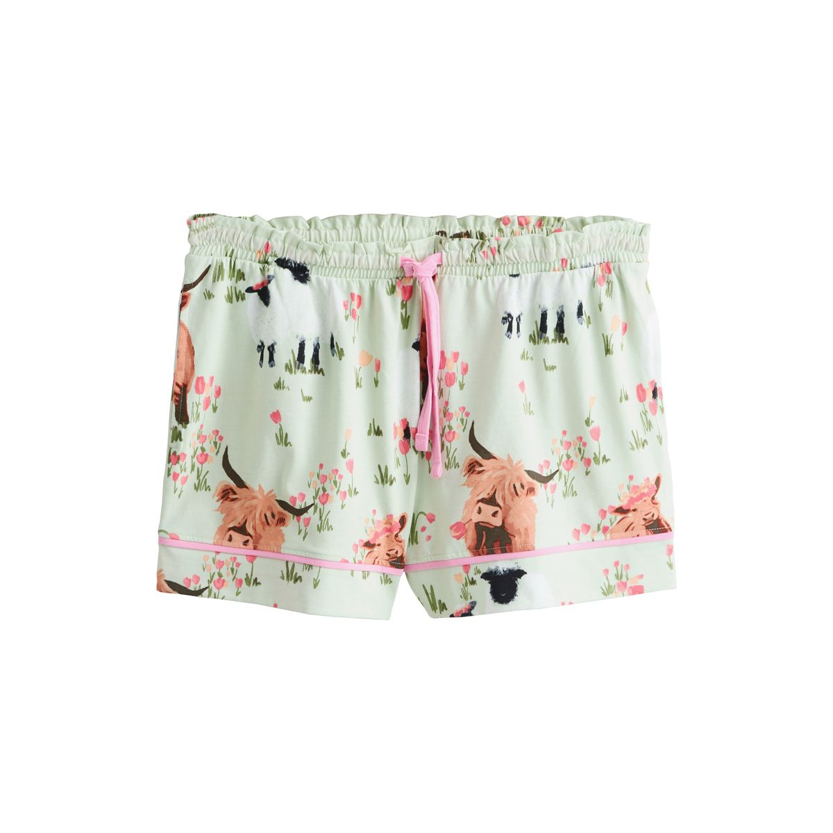 Pyjama short en coton hamish vert sauge la vache des highlands, NEXT