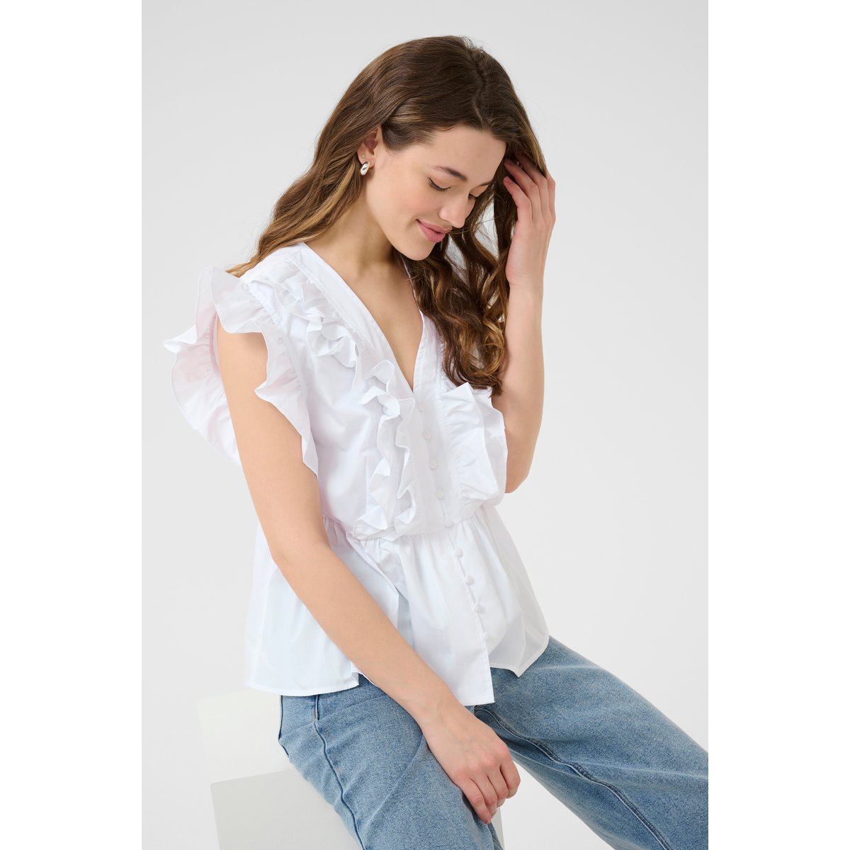 Blouse à manches courtes blanc, KAFFE