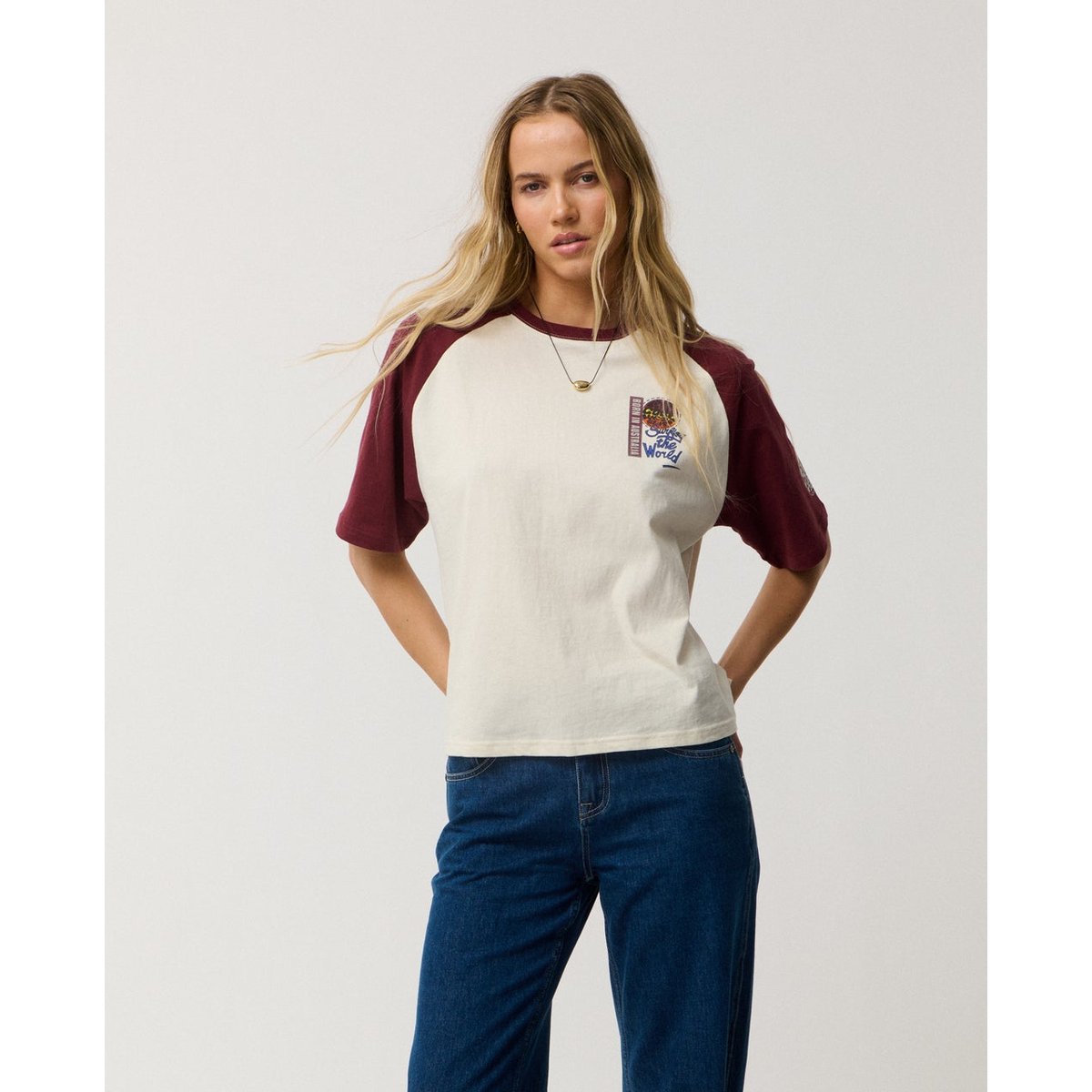 T-shirt SURF THE WORLD BOXY bone, RIP CURL