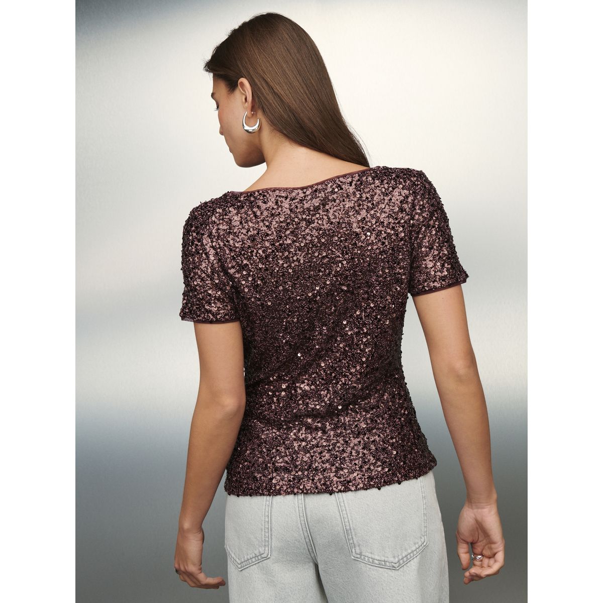 T-shirt à manches courtes et col bateau mauve pourpre, NEXT