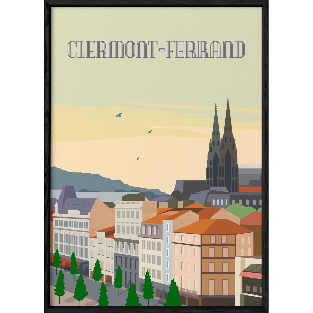 Affiche ville Clermont Ferrand 2 blanc, L'AFFICHERIE