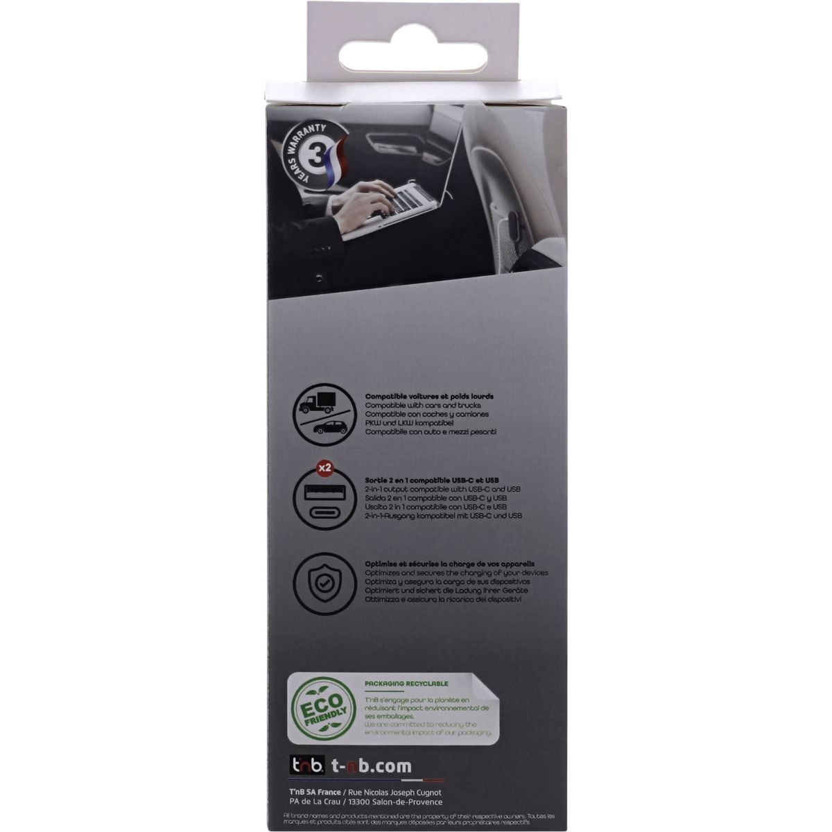 Chargeur allume cigare 98W 2xUSB A et 3xUSB-C noir couleur unique, TNB