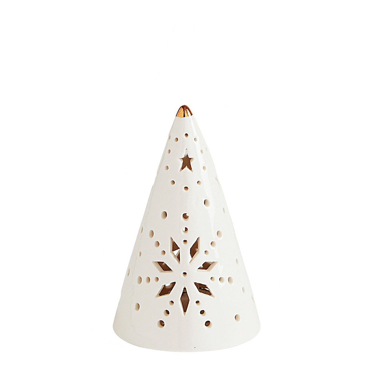 Sapin cône décoratif avec LED petit modèle blanc, MATHILDE M