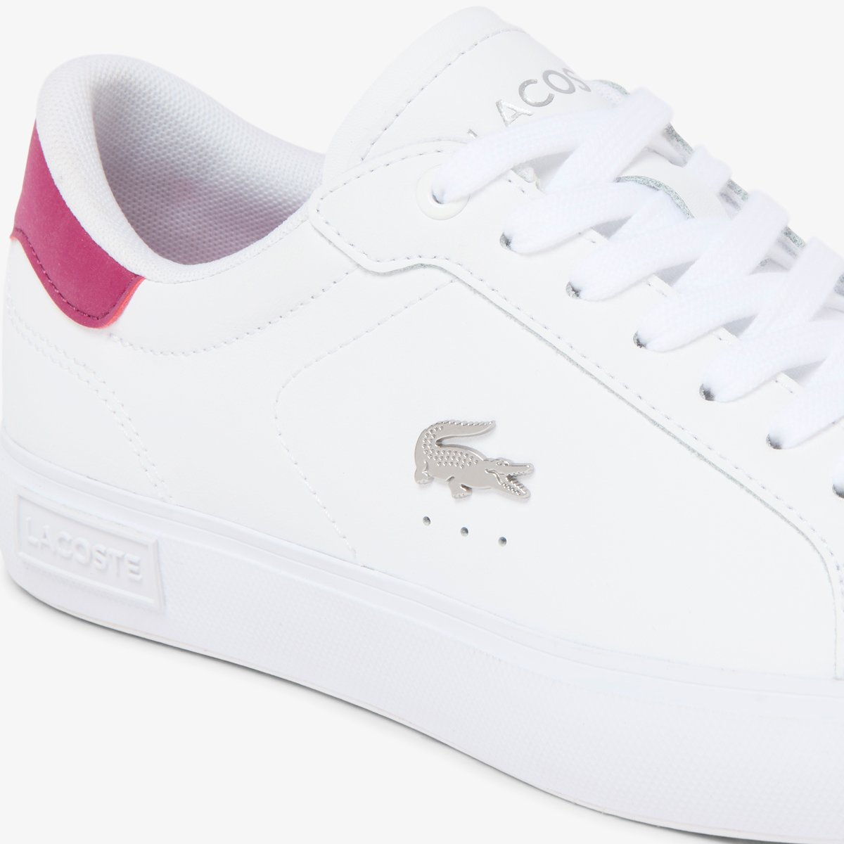 Sneakers Powercourt femme en cuir blanc-1s6, LACOSTE