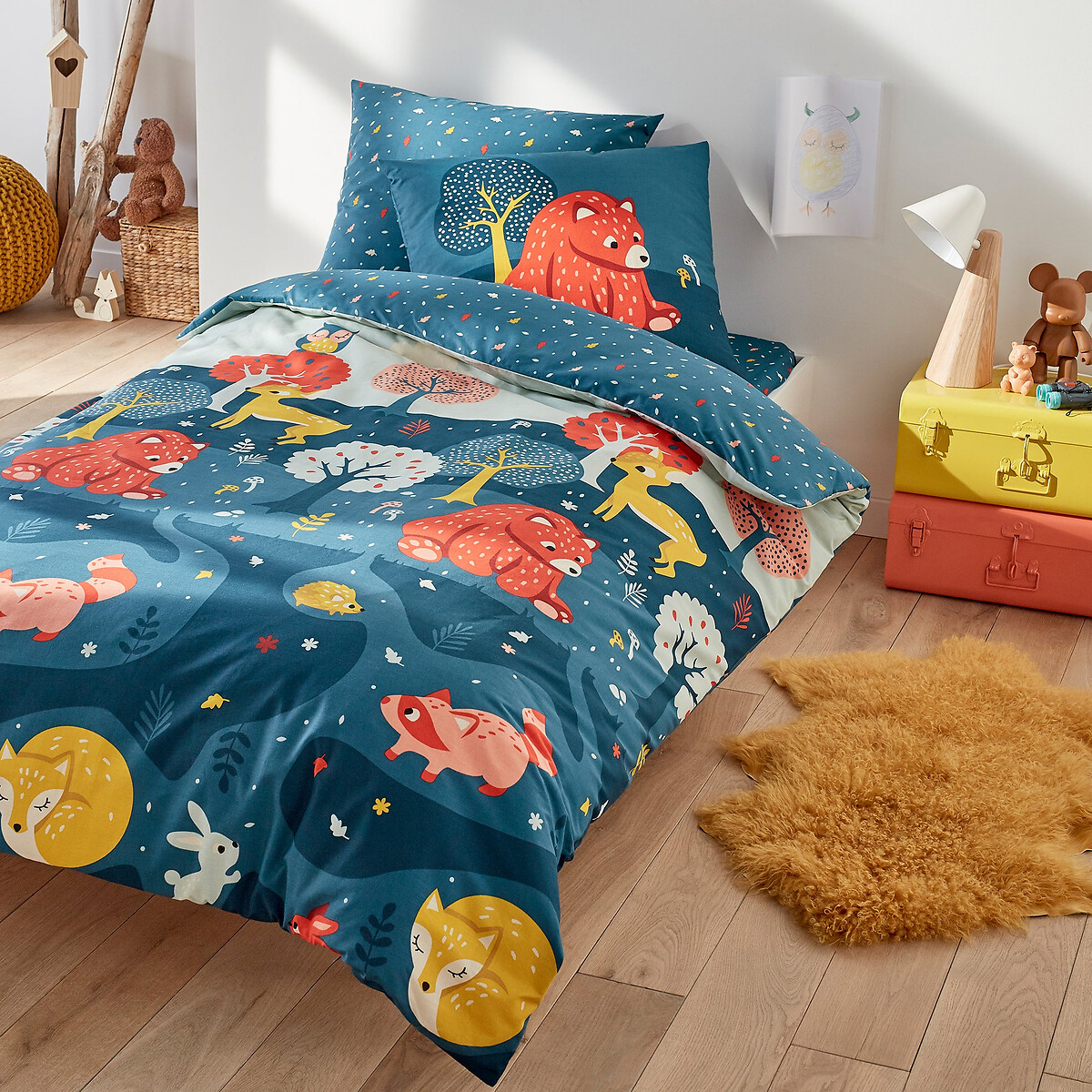 Housse de couette coton, Orsi bleu multicolore, SO'HOME