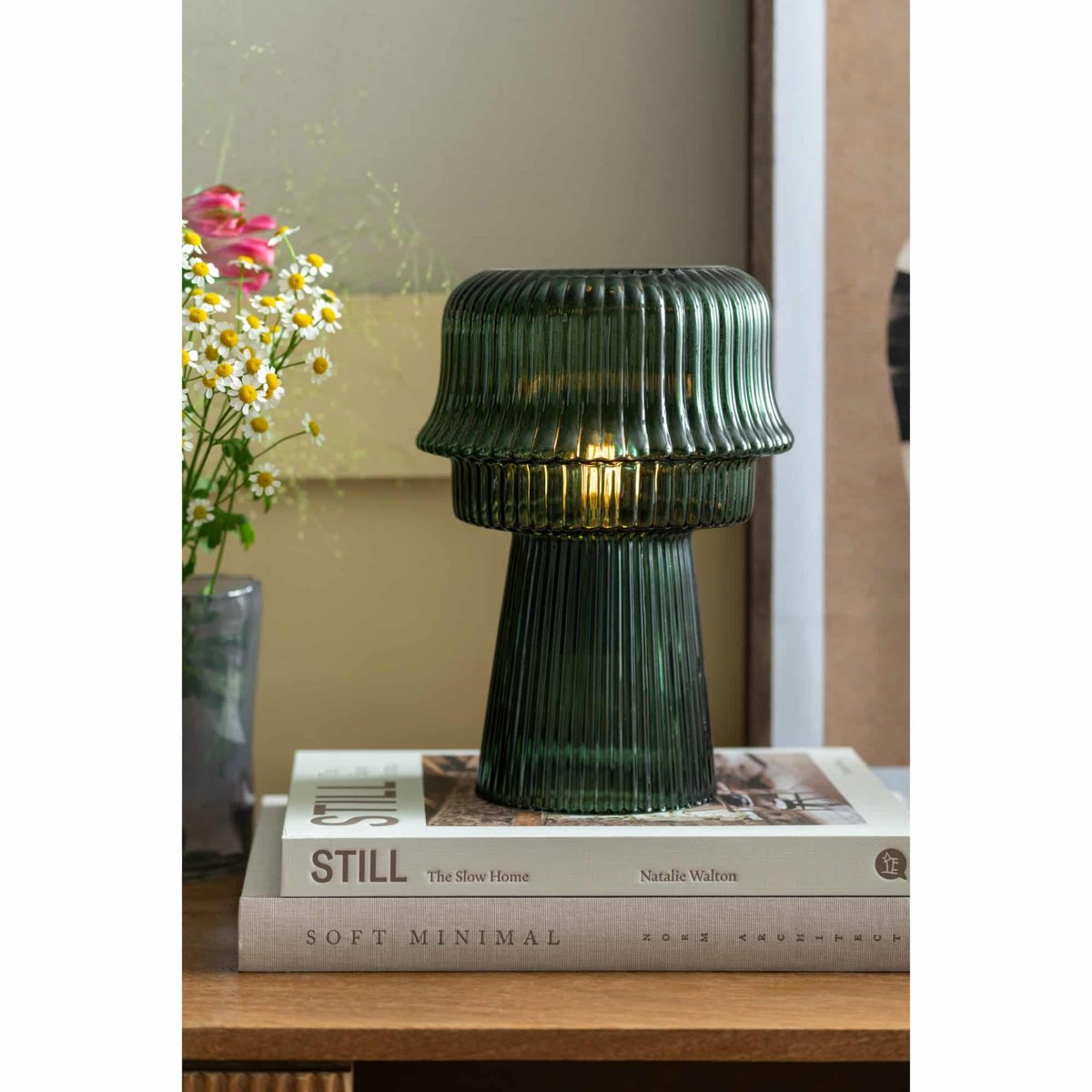 Lampe De Table Verre CADIZ CORDED vert foncé, LEITMOTIV