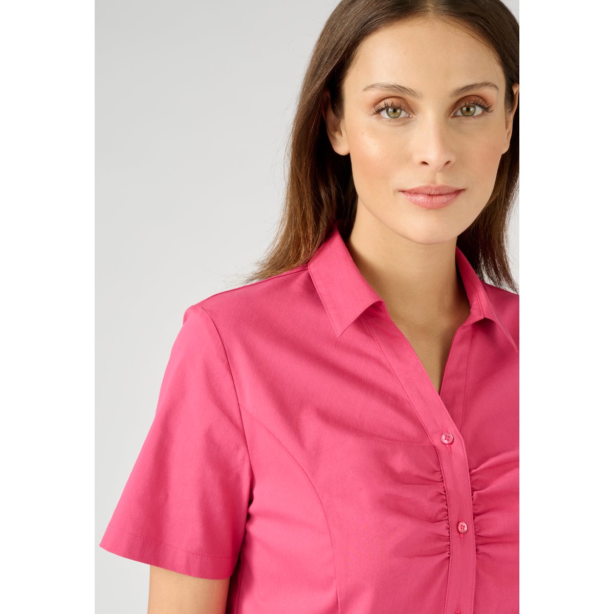 Chemisier popeline stretch rose framboise grisé, DAMART