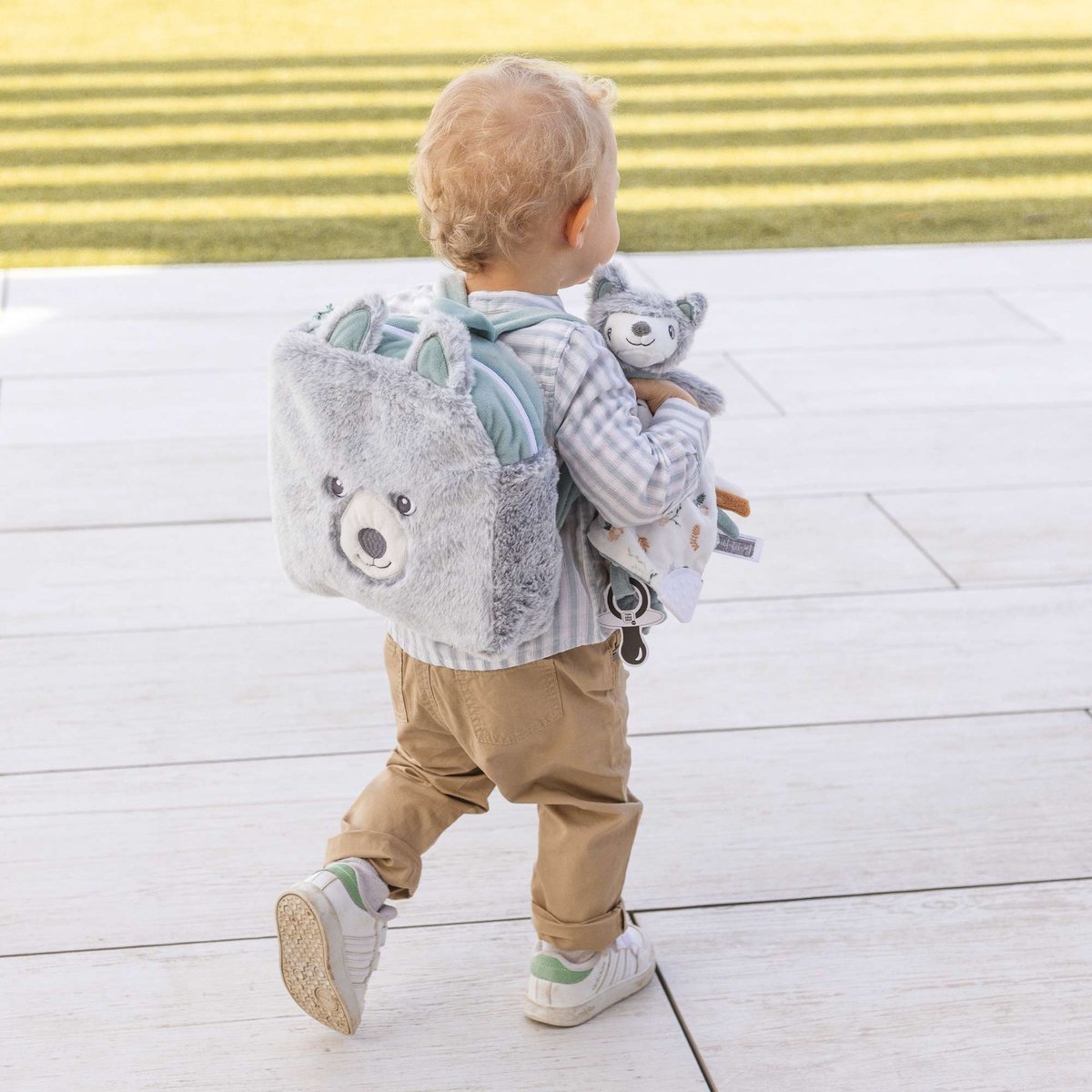 Sac à dos doux Loup gris, TROIS KILOS SEPT