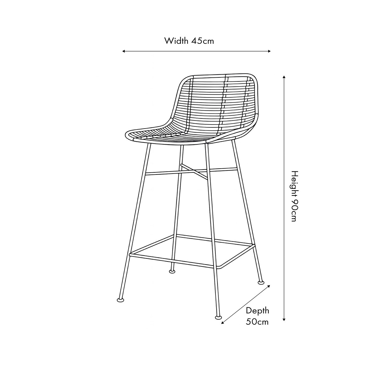 Nerano Rattan & Metal Bar Stool natural rattan, SO'HOME