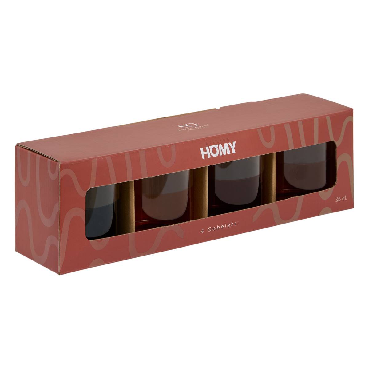 Lot de 4 gobelets en verre borosilicate HOMY bleu, ATMOSPHERA