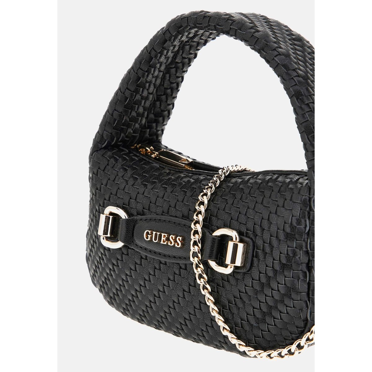 Mini Sac Hobo Francy Tressé noir, GUESS