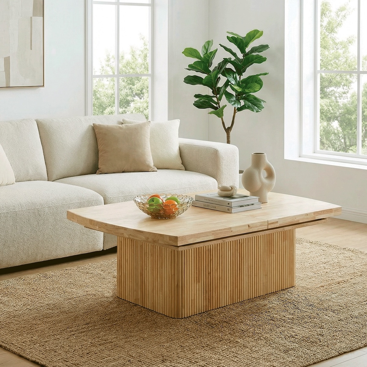 Table basse relevable repas électrique et extensible  - NOWEN marron, MATHI DESIGN