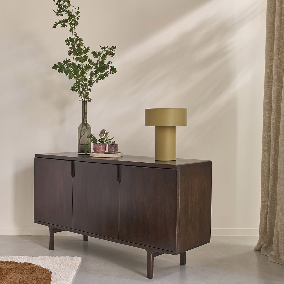 Buffet 3 portes en manguier massif 150 cm LAZARE couleur unique, BERAH GETAH