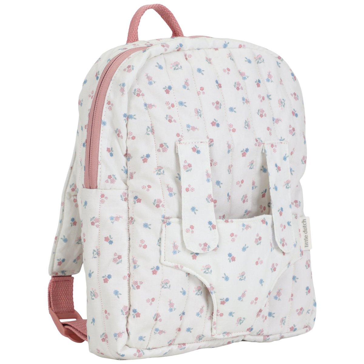 Sac à dos porte bébé pour poupée rose, bleu, blanc, LITTLE DUTCH