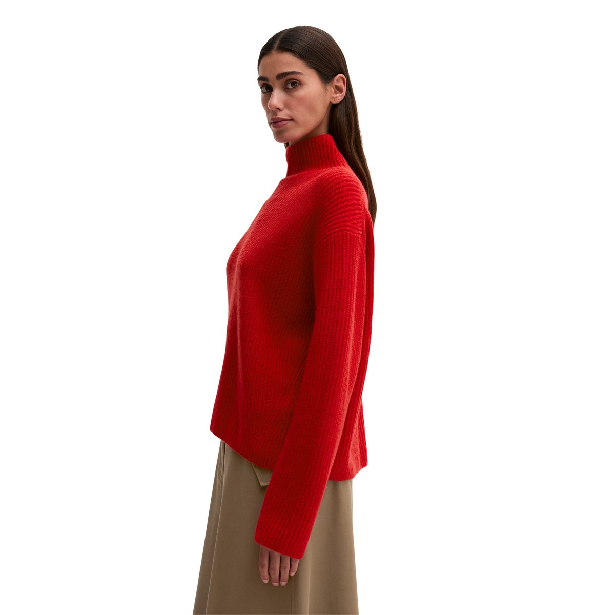 Pull côtelé, coupe classique en mélange de laine vierge douce rouge, MARC O'POLO