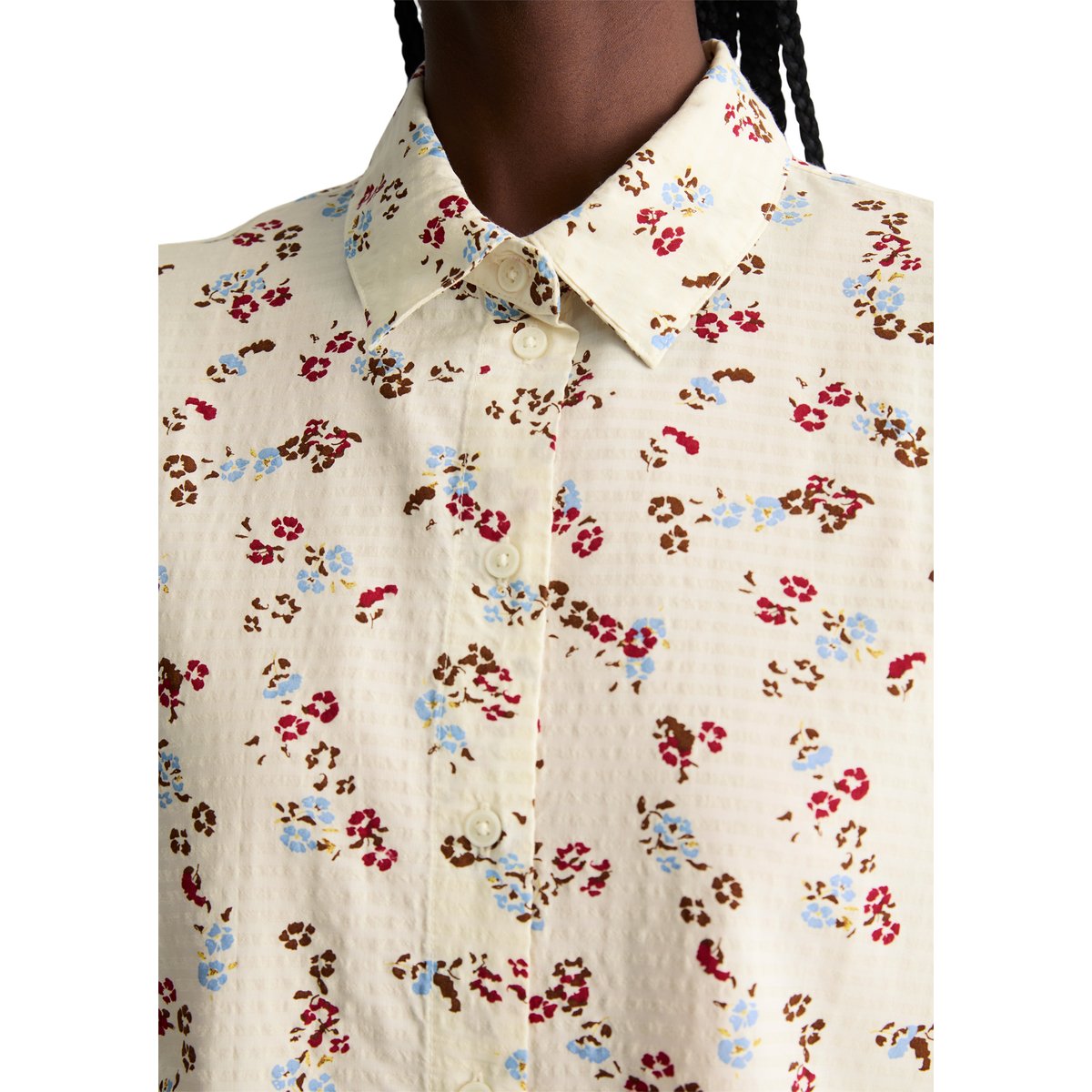 Blouse à manches courtes imprimée relaxed en mélange de coton LENZING™ ECOVERO™ blanc, MARC O’POLO DENIM