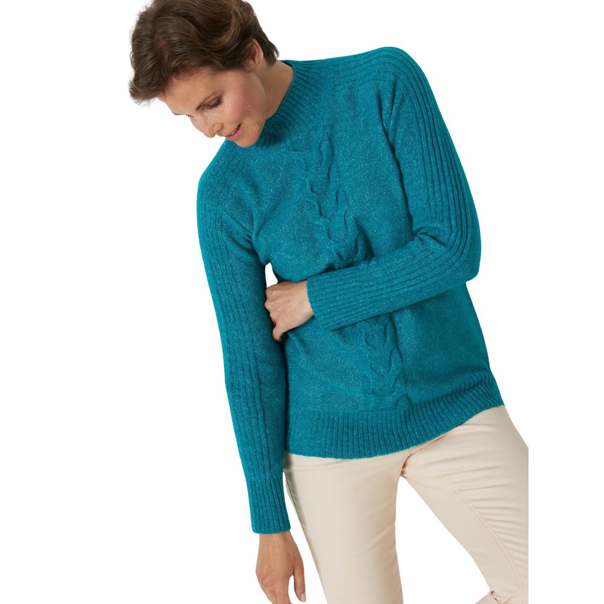 Pull col montant torsadé violet, DAXON
