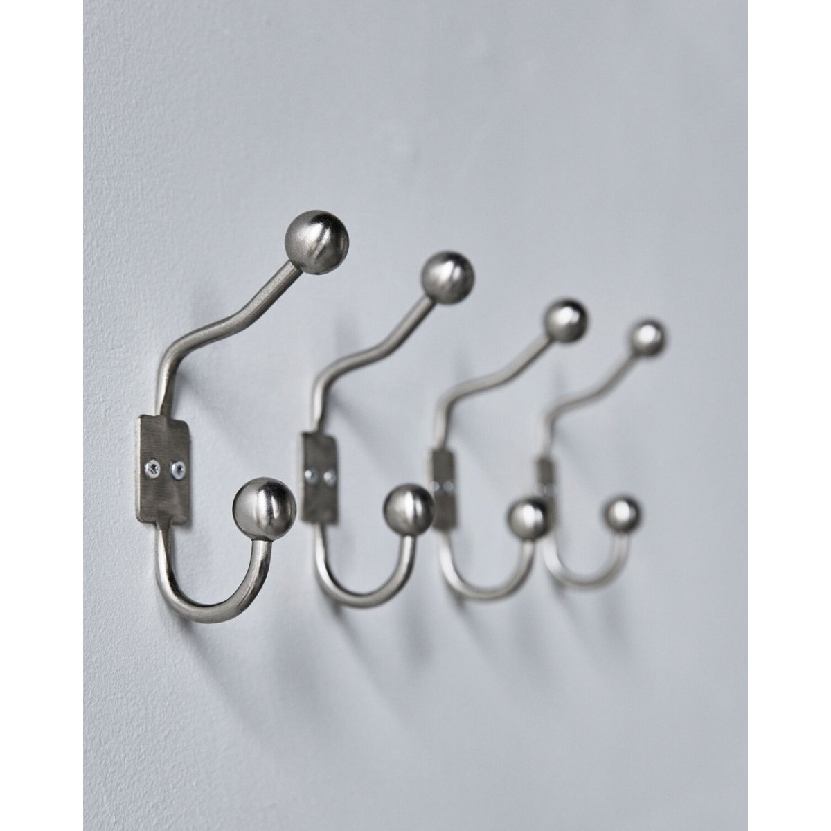 Lot de 2 patères double en acier Ball argent, HOUSE DOCTOR