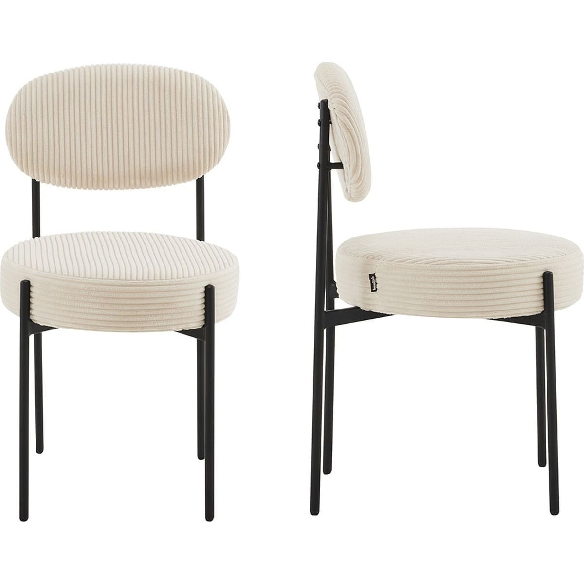 Lot de 2 chaises en velours côtelé - EVORA beige, HOMIFAB