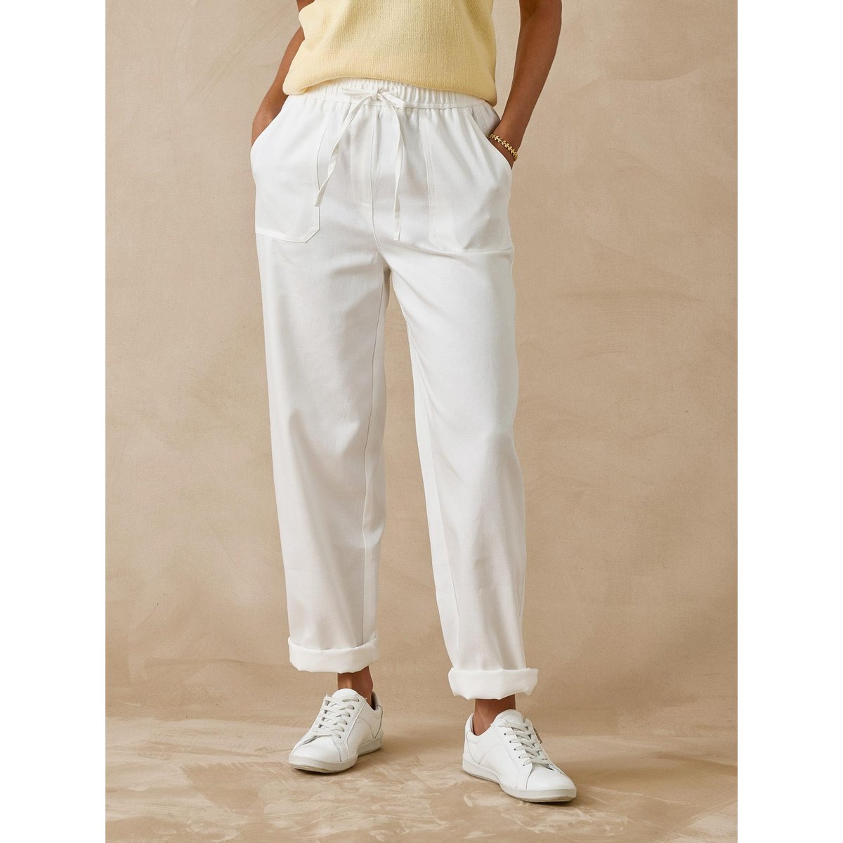 Pantalon élastiqué cargo blanc, DAXON