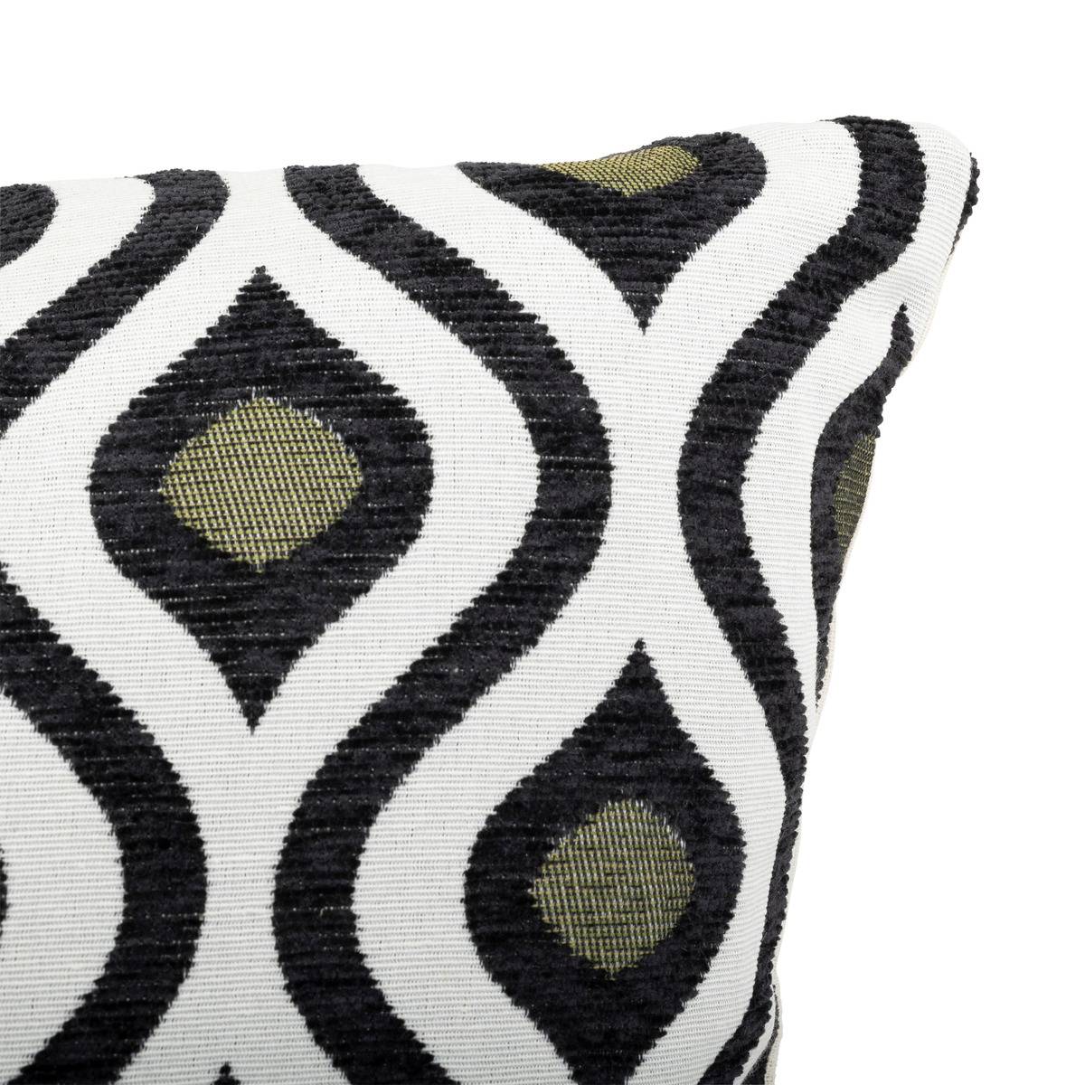 Coussin déhoussable en jacquard TWISTED LIME noir et blanc, ATMOSPHERA