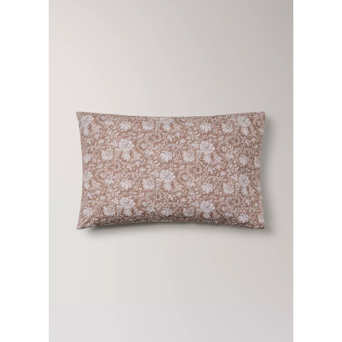 Deux taies d'oreiller percale de coton à fleurs 50x75 cm tabac, MANGO HOME