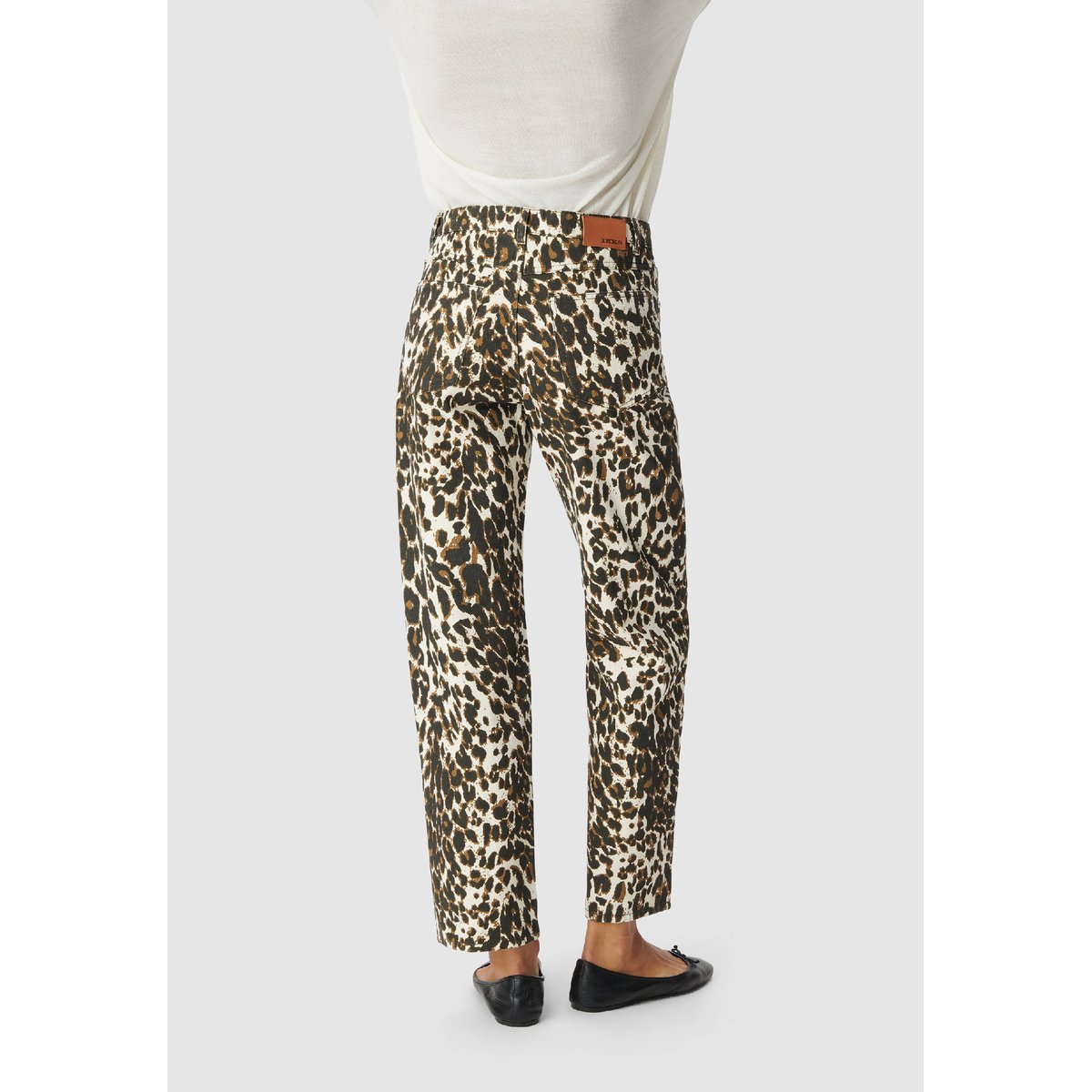 Jean droit à motif léopard ANDERS marron foncé, IKKS
