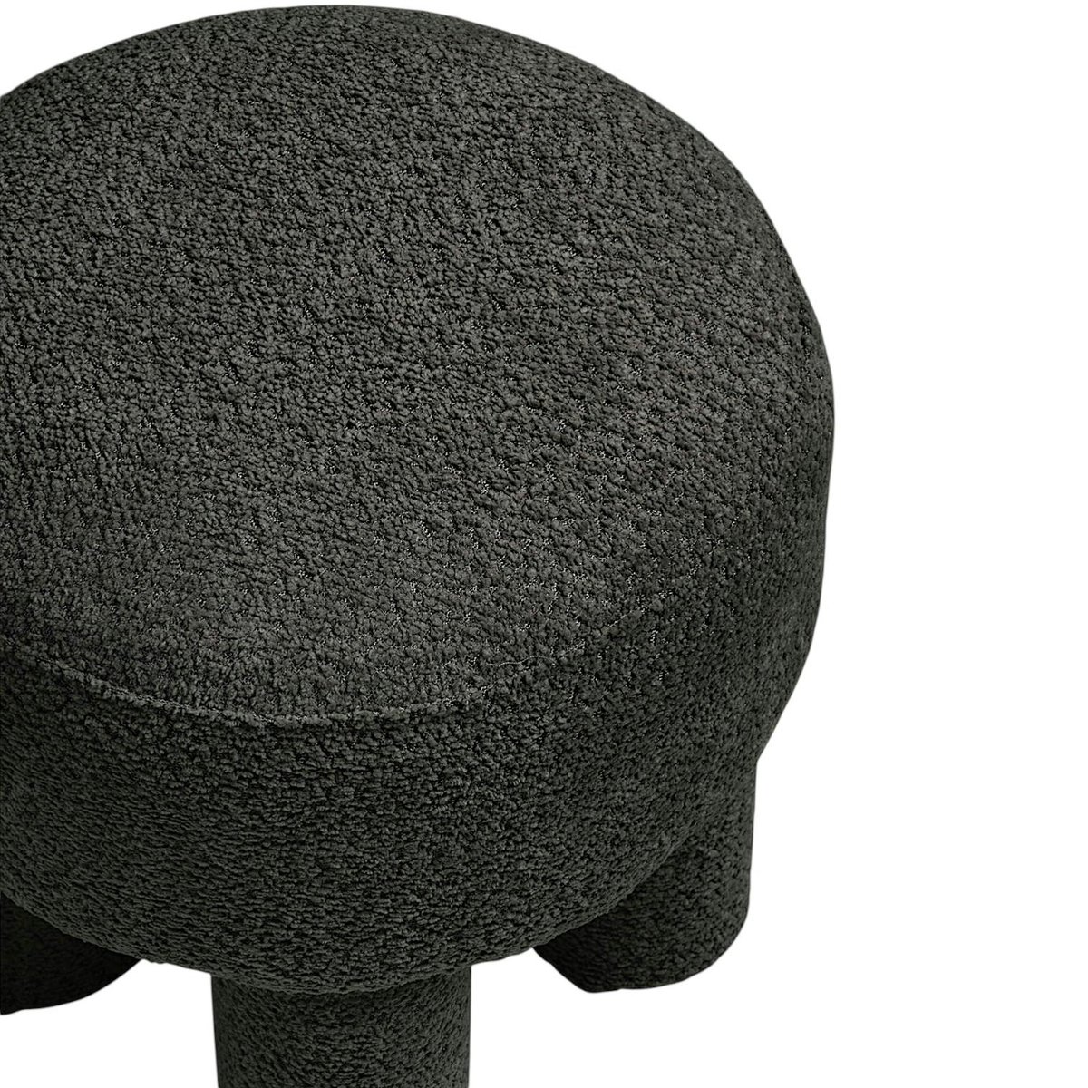 Pouf bouclette gris charbon à pieds larges BERLIN anthracite, PIER IMPORT